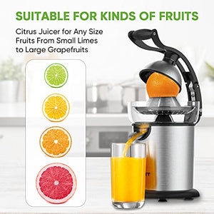 ASLATT Electric Citrus Juicer Squeezer, lemon orange juicer machine crush juice squeezer maker esprimidores de naranjas electrico Ultra Quiet Motor, Stainless Steel