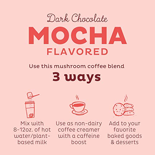 KOS Mushroom Coffee - Dark Chocolate Mocha Flavor - Organic Instant Coffee Mix with Reishi, Cordyceps, Lion's Mane, Chaga & Turkey Tail Mushrooms