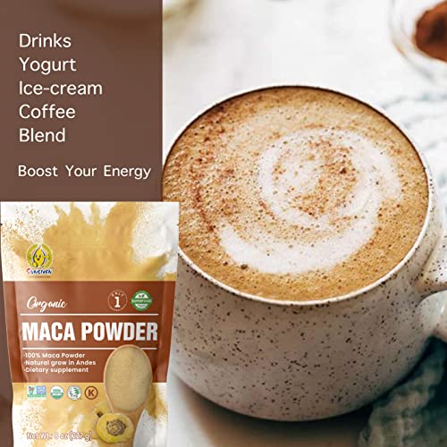 SUNGIVEN Organic Maca Powder,Natural Grow in Peru,100% Maca Powder,NON-GMO,USDA Organic,Vegan&Gluten-Free,Keto-Friendly,BPA Free,Baked Good,Smoothies,Blend,Dietary Supplement 8 oz (227 g)