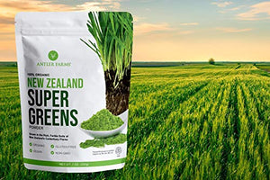 Antler Farms - 100% Pure New Zealand Super Greens Powder, 40 Servings, 200g - Wheat Grass, Barley Grass, Chlorella, Spirulina - Vegan, Gluten Free, Chlorophyll Rich, for Energy and Detox