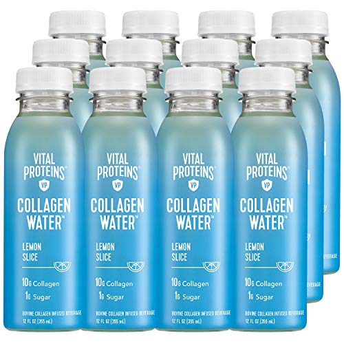Vital Proteins Collagen Water™, 10g of Collagen per Bottle, Made with Real Fruit Juice, Dairy & Gluten Free - Original Lemon, 12 Pack