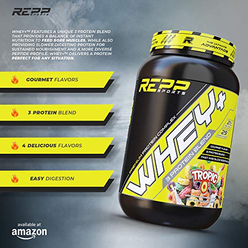Repp Sports Whey+ | Whey Protein Powder, Whey Isolate, Whey Concentrate, Hydrolysate - Tropic O's 2lbs