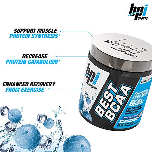 BPI Sports Best BCAA - BCAA Powder - Branched Chain Amino Acids - Muscle Recovery - Muscle Protein Synthesis - Improved Performance – Hydration – Blue Raspberry - 30 Servings - 10.58 oz.