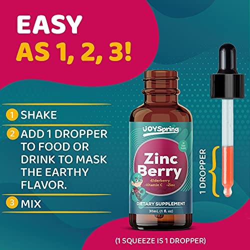 ZincBerry Immune Support for Kids - Elderberry with Zinc and Vitamin C for Kids & Toddler Vitamins - Liquid Kids Zinc Supplements - Organic Zinc for Kids & Elderberry Kids Vitamins Immune Support 1oz