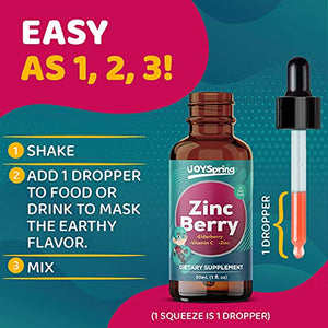 ZincBerry Immune Support for Kids - Elderberry with Zinc and Vitamin C for Kids & Toddler Vitamins - Liquid Kids Zinc Supplements - Organic Zinc for Kids & Elderberry Kids Vitamins Immune Support 1oz