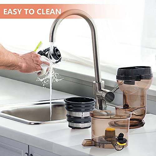 Slow Masticating Juicer High Yield,MOLTRES Cold Press Juicer Machine with Quiet Motor, Juicer Extractor with Reverse Function for Vegetables and Fruits Supplies a Brush Easy to Clean