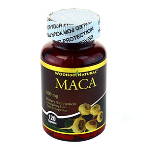 WooHoo Natural Peruvian Maca 500 mg - 120 Capsules (1 Bottle)