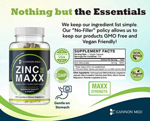 Zinc Maxx - Maximum Zinc Gluconate 50mg per Dose - High Potency & Absorbance - Gentle On Stomach - Immune Support Supplement for Men & Women - Antioxidant - Vegan - Non-GMO - 100 Day Supply - 1 Pack