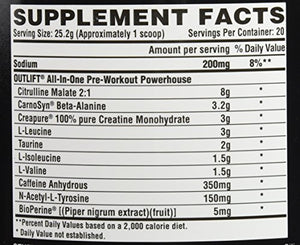 Nutrex Research Outlift | Clinically Dosed Pre-Workout Powerhouse, Citrulline, BCAA, Creatine, Beta-Alanine, Taurine, 0 Banned Substances | Miami Vice | 20 Servings