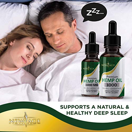 Hemp Oil Extract - 2 Pack - New Age 1000 - Grown & Made in USA - Natural Hemp Drops - Helps with Sleep, Skin & Hair (Mint 1000mg)