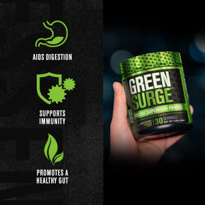Green Surge Green Superfood Powder Supplement - Keto Friendly Greens Drink w/Spirulina, Wheat & Barley Grass, Organic Greens - Green Tea Extract, Probiotics & Digestive Enzymes - Lemon Lime - 30sv