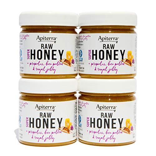 Apiterra - Pure Raw Honey Infused with Propolis, Bee Pollen and Royal Jelly - Natural Immune Support and Energy Boost (total 32 ounce)