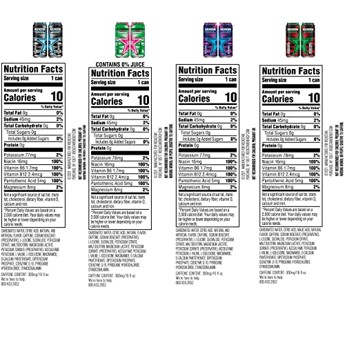Rockstar Energy Drink 4 Flavor Xdurance 300mg Caffeine Variety Pack, Xdurance Variety Pack, 12 Count