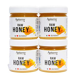 Apiterra - Raw Honey - 100% Pure, Natural and Unfiltered - 8 Ounce, 4 Count (total 32 ounce)