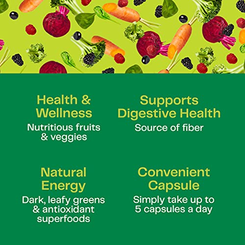 Amazing Grass Greens Blend Superfood Capsules: Super Greens with Spirulina, Chlorella, Beet Root Powder, Digestive Enzymes & Probiotics, 150 Capsules (Packaging May Vary)