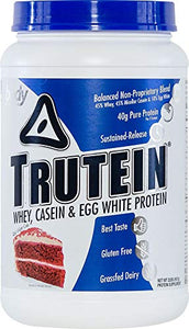 Body Nutrition Protein Powder - Trutein Red Velvet Cake 2lb Whey, Casein & Egg White - Natural Low Carb Keto Friendly Drink - Zero Sugar - Lean Muscle Builder, Weight Loss, Workout, Recovery