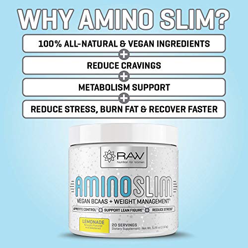 Amino Slim - Slimming BCAA Weight Loss Drink for Women, Vegan Amino Acids & L-Glutamine Powder for Post Workout Recovery & Fat Burning | Daily Appetite Suppressant, Metabolism Booster & Stress Relief