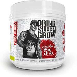 Rich Piana 5% Nutrition Drink Sleep Grow | Nighttime Muscle Builder, BCAA Post Workout Recovery Drink | Aminos, EAAs, Glutamine, GABA, Mucuna Pruriens, Joint Support | 15.66 oz (Lemon Lime)