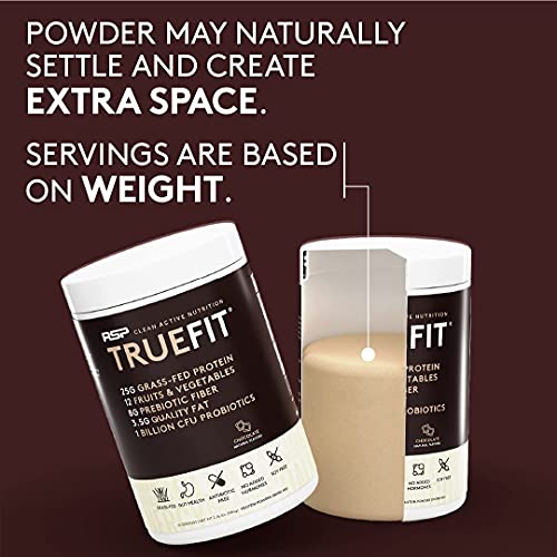 RSP TrueFit - Protein Powder Meal Replacement Shake, Premium Grass Fed Whey + Organic Fruits & Veggies, Fiber & Probiotics, Non-GMO, Gluten Free, Keto