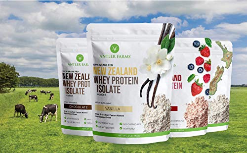 Antler Farms - 100% Grass Fed New Zealand Whey Protein Isolate, Mixed Berry Flavor, 30 Servings, 2 lbs - Delicious, Cold Processed, Rapidly Absorbed, Keto Friendly, NO-Hormones, NO-GMOs