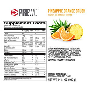 Dymatize PreW.O., Pre Workout Powder with Caffeine, Maximize Energy, Strength & Endurance, Amplify Intensity of Workouts, Pinapple Orange Crush, 400g