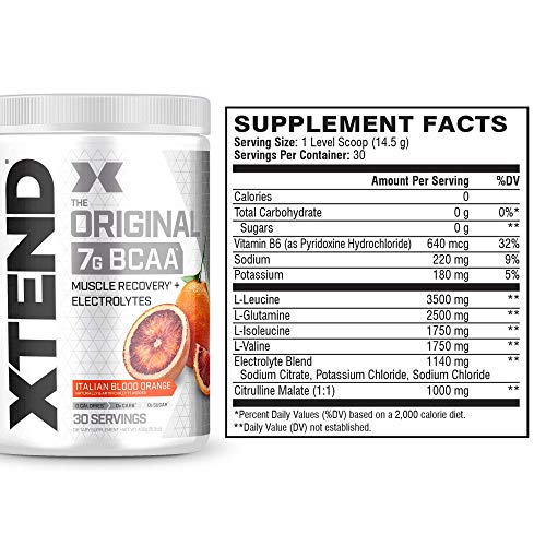 XTEND Original BCAA Powder Italian Blood Orange | Sugar Free Post Workout Muscle Recovery Drink with Amino Acids | 7g BCAAs for Men & Women | 30 Servings