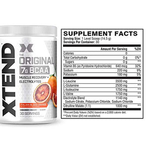 XTEND Original BCAA Powder Italian Blood Orange | Sugar Free Post Workout Muscle Recovery Drink with Amino Acids | 7g BCAAs for Men & Women | 30 Servings