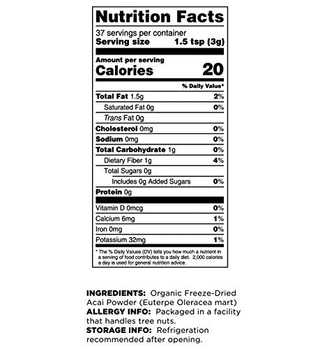 Terrasoul Superfoods Organic Acai Berry Powder, 8 Oz - Freeze-Dried | Antioxidants | Omega Fats