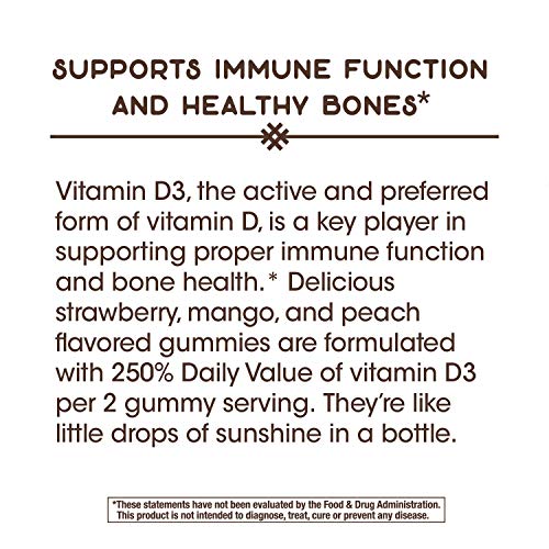 Nature’s Way Vitamin D3, Immune Support, 2000 IU (50 mcg) per Serving, Fruit Flavor, 120 Gummies