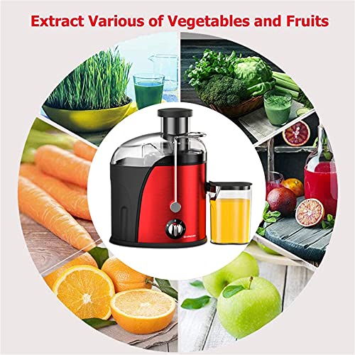 110V Juicer Machines Vegetable and Fruit, Red Centrifugal juicers Best Sellers Easy to Clean with Brush, Juice Extractor Machine with Wide Mouth Feed Chute, Multi Speed Control