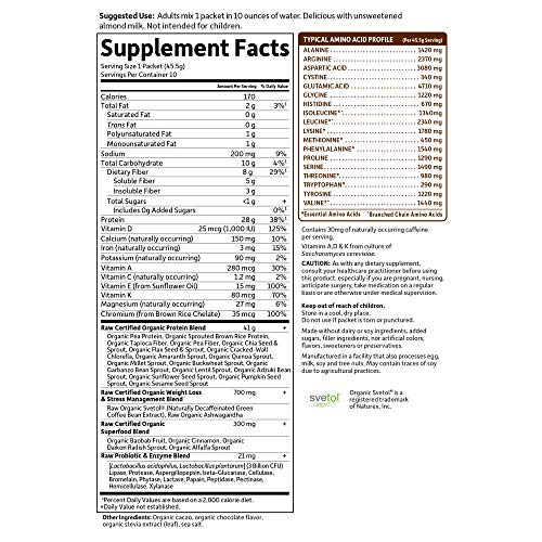 Garden of Life Raw Organic Fit Powder, Chocolate - High Protein for Weight Loss (28g) Plus Fiber & Probiotics, Non-GMO Vegan Nutritional Shake, Packets (10 Count Tray), 15 Oz