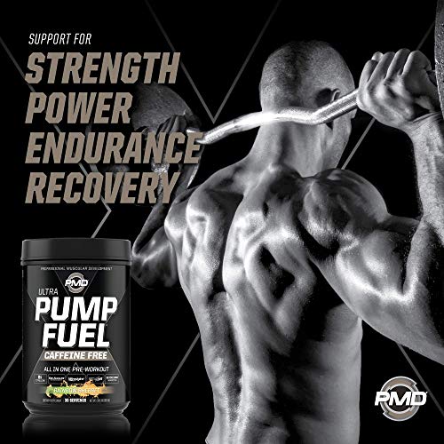 PMD Sports Ultra Pump Fuel Caffeine Free - Pre Workout Drink Mix - Energy, Strength, Endurance, Muscle Pumps and Recovery Complex Carbohydrates and Amino Energy - Rockin Rainbow Sherbet (30 Servings)