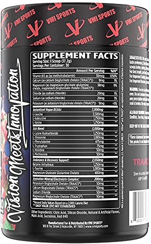 VMI Sports | Aminogex Ultra | BCAA Powder | Amino Acids + Betaine and Glutamine | Amino Acid Post Workout Recovery Drink | Intra Workout Drink with TRAACS Electrolytes | (Watermelon, 30 Servings)