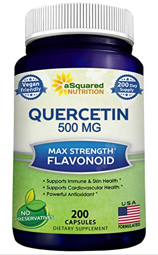 Quercetin 500mg Supplement - 200 Capsules - Quercetin Dihydrate to Support Cardiovascular Health - Max Strength Powder Complex Pills to Help Improve Anti-Inflammatory & Immune Response