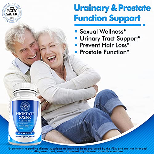 Body Saver Prostate Supplement for Enlarged Prostate | Prostate Supplements for Men Prostate Health with Saw Palmetto Extract | 60 Capsules