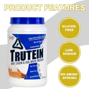 Body Nutrition Protein Trutein Powder - Pumpkin Pie 2lb Whey, Natural Keto Drink - Workout, Recovery