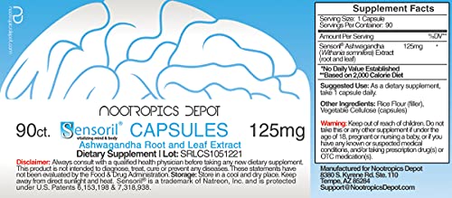 Sensoril Ashwagandha Capsules | 125mg | 90 Count | Ayurvedic Herb | Standardized Withania somnifera Extract | Clinically Proven to Support Healthy Energy, Mental Cognition + Cardiovascular Health