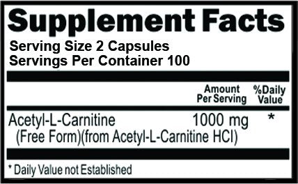 S Superior Health Acetyl L-Carnitine 1000mg Per Serving 200 Capsules 3 Month Supply