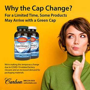 Carlson - Maximum Omega 2000, 2000 mg Omega-3 Fatty Acids Including EPA and DHA, Wild-Caught, Norwegian Fish Oil Supplement, Sustainably Sourced Fish Oil Capsules, Lemon, 180 Softgels