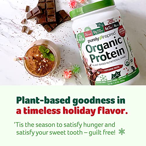 Purely Inspired Plant Based Organic Protein Powder, Vegan for Women & Men, 22 g Per Serving, Pea, Peppermint Mocha, Limited Edition, 17 Servings, 24 Oz