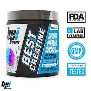 BPI Sports Best Creatine - Creatine Monohydrate, Himalayan Salt - strength, Pump, Endurance, Muscle Growth, Muscle Definition - No Bloat - Snow Cone - 50 servings - 10.58 Oz