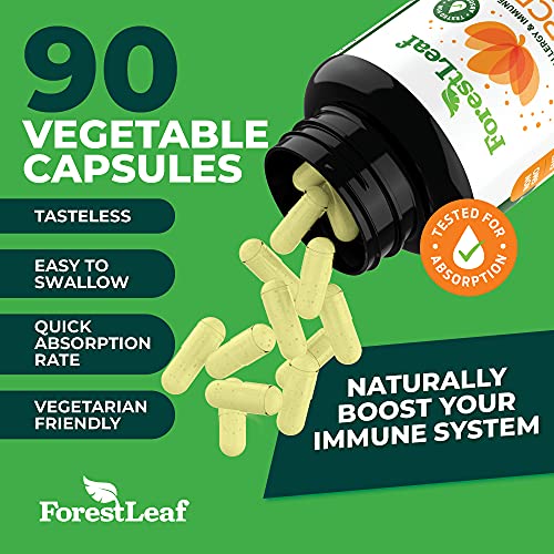 Quercetin 500mg with Bromelain, Vitamin C and Stinging Nettle – Advanced Sinus and Allergy Supplement – Natural Vegetable Capsules – Non GMO, Dairy, Gluten, Egg and Nut Free - by ForestLeaf (180)