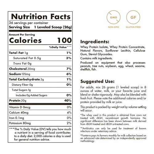 Solgar Grass Fed Whey to Go Protein Powder Vanilla, 2 lb - 20g of Grass-Fed Protein from New Zealand cows - Great Tasting & Mixes Easily - Supports Strength & Recovery - Non-GMO, 36 servings