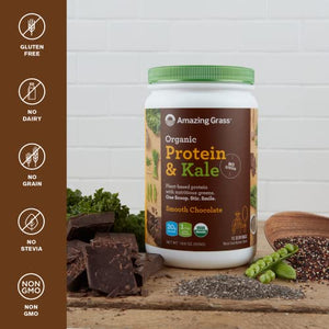 Amazing Grass Vegan Protein & Kale Powder: 20g of Organic Protein + 1 Cup Leafy Greens per Serving, Chocolate, 15 Servings