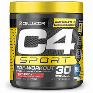 C4 Sport Pre Workout Powder Fruit Punch - NSF Certified for Sport + Preworkout Energy Supplement for Men & Women - 135mg Caffeine + Creatine Monohydrate - 30 Servings