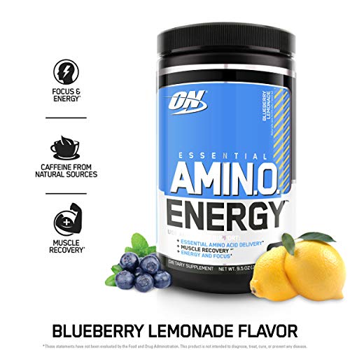 Optimum Nutrition Amino Energy - Pre Workout with Green Tea, BCAA, Amino Acids, Keto Friendly, Green Coffee Extract, Energy Powder - Blueberry Lemonade, 30 Servings