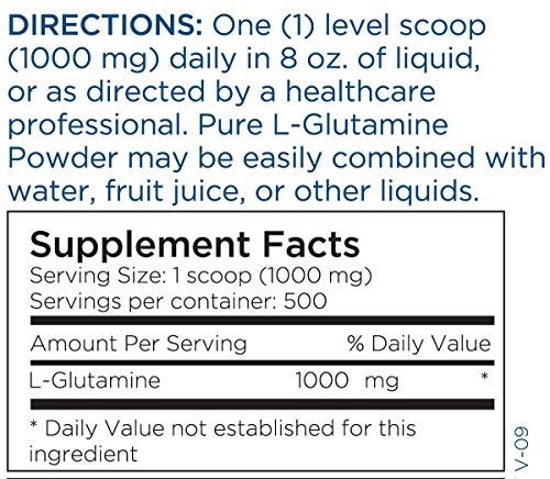 Metabolic Maintenance L-Glutamine Powder - 1000mg Pure Amino Acid Supplement, Easy Drink Add-In - Support for Gut + Intestinal Health, Immune Function, Exercise + Muscle Recovery (500g / 500 Servings)