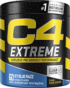 C4 Extreme Pre Workout Powder Icy Blue Razz | Preworkout Energy Supplement for Men & Women | 200mg Caffeine + Beta Alanine + Creatine | 60 Servings