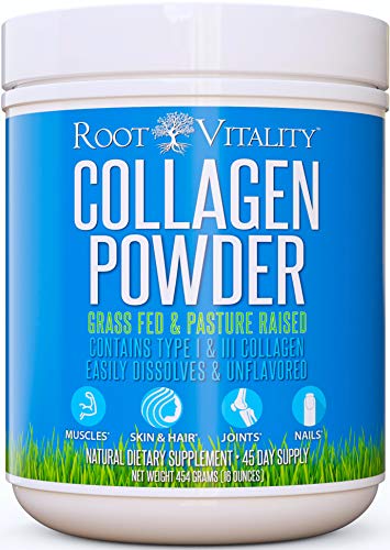 Root Vitality Collagen Peptides, Collagen Powder, Grass Fed, Premium Quality Collagen Protein, Pasture Raised, Easily Dissolves, Keto & Paleo Friendly, Non-GMO, 16 Ounces