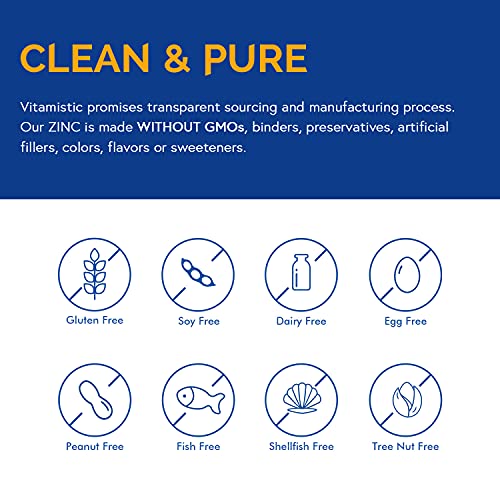 Vitamistic Zinc 50 mg, with Chelated Zinc Picolinate and Gluconate for Immune, Antioxidant, Skin Health & Growth and Development Support, Superior Absorption, Non-GMO, No Gluten, 90 Vegan Capsules